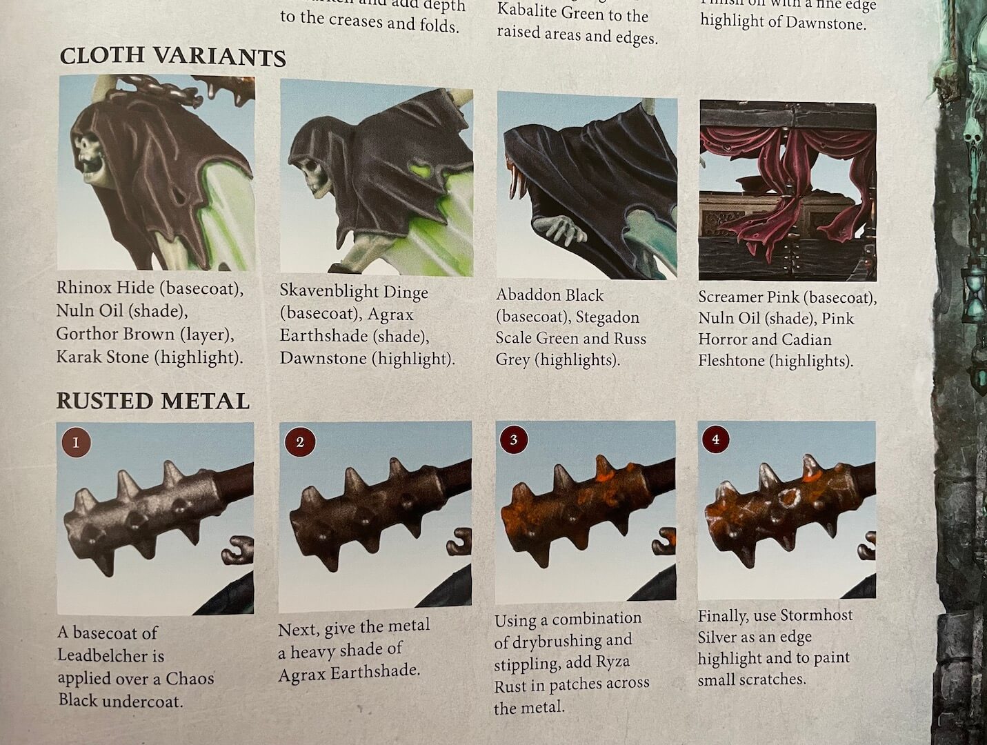 A segment of the painting guide from Warhammer Nighthaunt Battletome